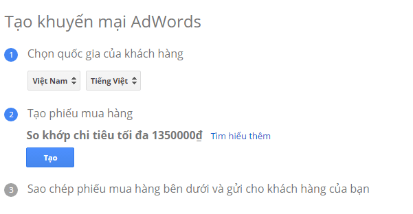 Mã Khuyến Mãi Adwords Vietnam