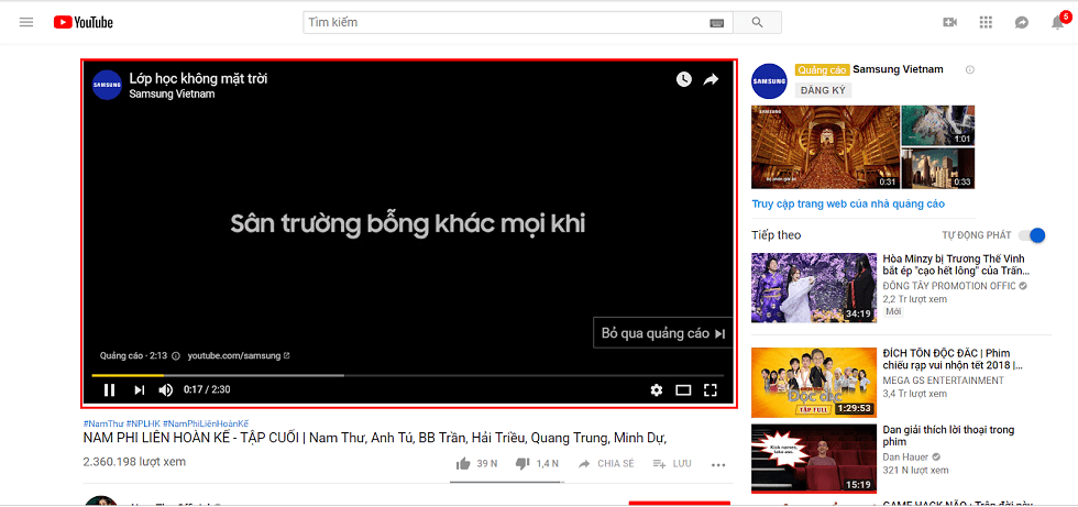 Image result for ví dụ về quảng cáo video (youtube ads)